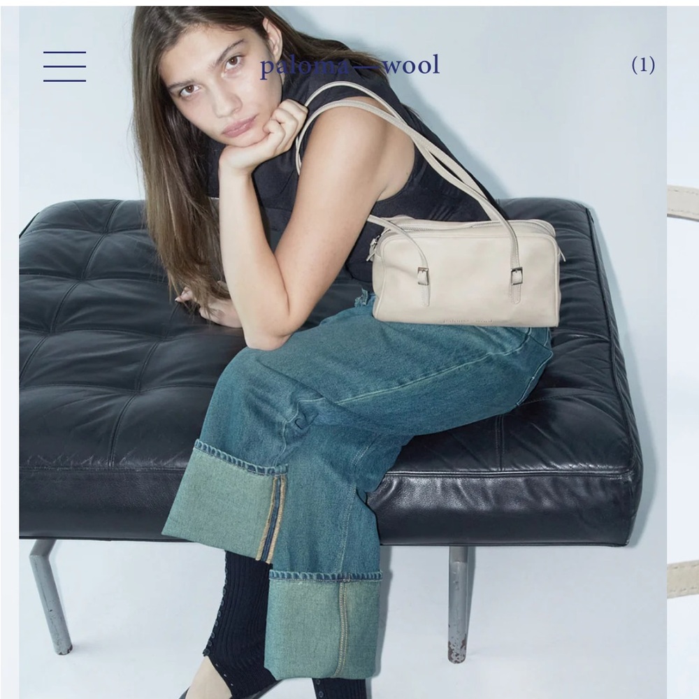 Paloma Wool Beige Leather Shoulder Bag - Picture 3 of 9